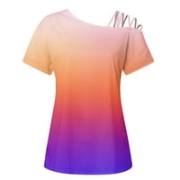 Ženska ljetna modna majica bez kaiševe majice, gradijentni tisak Top Orange XXL