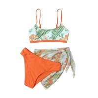 TEEN kupaćih kostima za djevojke Ispis kratka plaža Bikini narandžasta 10Y-12Y