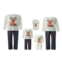 Gueuusu božićne pidžame za obitelj, elk tisak vrhova dugih rukava sa plaženim hlačama za spavanje za odrasle, dijete, dijete, pas