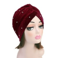Cuoff šeširi Ženski muslimanski šešir Retro turbana šešir glave šal za omotač crvena poliester za jednu