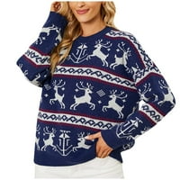 AwDenio dreseas za žene bavi se ženskim okruglim božićnim tintom rekreativnim puloverm pletenicama dugih
