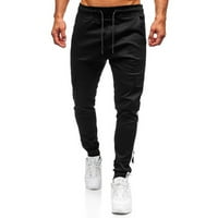 Vedolay pantalone za muškarce muške pamučne posteljine hlače Ležerne prilike od vitke molbene strugove, crni XL