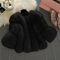 Tking Fashing Womens Cardigan Jakne s dugim rukavima Kratki gumb za šivanje Faux-Fur Warm Casual Causewebroward