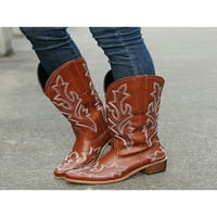 Daeful Ladies Western Boot pokazivane kravlje cipele širokoplatene vintage cipele Wide-Calf Vintage
