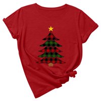 Daqian Womens Grafički teže za čišćenje Žene okrugle vrat Majica Resettice Christmas Tree Ispiši majicu