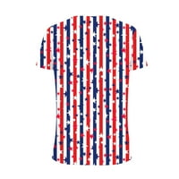 STAMZOD WOMENS T košulje V-izrez Dan nezavisnosti Ispiši majice Modne udobne ženske bluze vrhovi
