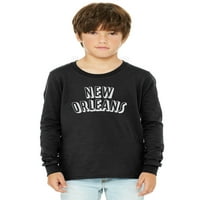 Daxton Youth Dugi rukav New York Osnovna majica - Bijela crna, velika