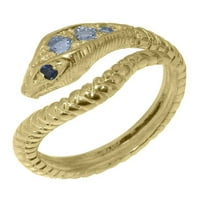 Britanci napravio 14k žuto zlato ženski prsten prirodni akvamarinski i safirni prsten opcija - Opcije veličine - veličina 7.5