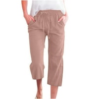Pantalone turilly hlače za žene modne ženske hlače na čišćenju casual pune boje elastične hlače ravno široke obrezane pantalone sa džepom
