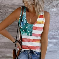 Ženski tenkovi na vrhu američke zastave u vratu Dan neovisnosti Ljetne casual labave majice Bluze