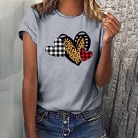 Dnevne majice za žene za žene Slatka pletena Leopard Love Heart Košulje Kratki rukav Smiješni majica