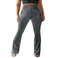 Ženske velvet yoge hlače za žene elastične struk palazzo duge pantalone prevelike streevewera
