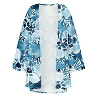 Mikilon Ženski cvjetni print Puff rukav kimono kardigan labav šifon pokriti casual bluza vrhovi ženske