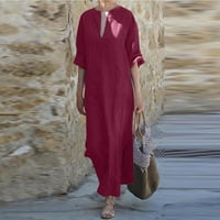 Ženska modna ležerna temperamenta V-izrez Proljeće i ljeto Nova ženska pamučna i konopska džepa za žensku