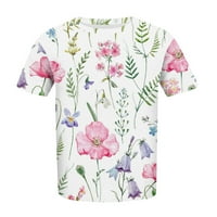 HHEI_K Bluze za žene Dressy Ležerne prilike za ženska vintage cvjetni ispis Pleted kratkih rukava Ležerna