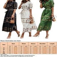 Žene Ljeto Havajska dugačka haljina kratkih rukava Kaftan dugmad Henley Sunduress Holiday Casual Betted