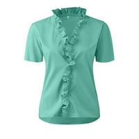 LeylayRay vrhovi za ženske modne ljetne ženske temperamentne gumb V-izrez later rukav rupu casual majica