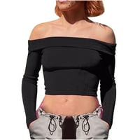 Womans baršunasti raket gornji tanak fit izlaska kratka majica seksi dugih rukava osnovna ubrzana odjeća