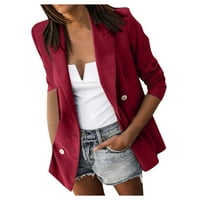 DrpGunly Blazers za žene, ležerne pune boje labavo reverls dugi rukav kaput s džepom svijetlo jakne