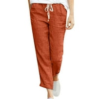 Umfun ženske hlače visoke struke Capris posteljine plus veličine Hlače čišćenje atletske temmeske hlače