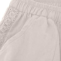 Fartey ženske pamučne pantalone za pamučne pature prozračne ležerne pune boje širine noge šale elastične