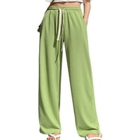 Prednjeg swalda Žene Ljetne obične hlače sa džepovima Široke noge labave pantalone Dame Solid Boja elastične
