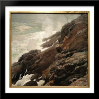 Visoka litica, obala Maine Veliki crni drveni viljuškari Framed Art Art Winslow Homer