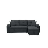 3-sjedala L-oblika za spavanje kauč na razvlačenje kauč za kauč tamno siva