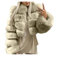 Puntoco kaput za uklanjanje žena plus veličina FAU kaput toplo krzno FAU kratka jakna dugih rukava gornji