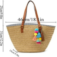 Cocopeants slamnasta vrećica ljetna plaža Velika tkana torba za plažu torbica za žene zavijanje torba