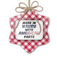 Božićni ukras američki dijelovi, ali napravljeni u Nauru Red Plaid Neonblond