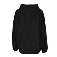 KPOPLK Ženski sakupljani duksevi Duksevi Ležerni pulover dugih rukava Modna jakna s džepom Black, XXL