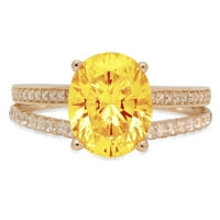 2.32ct ovalni rez žuti prirodni citir 14k žuti zlatni angažman za angažman prsten veličine 3.5