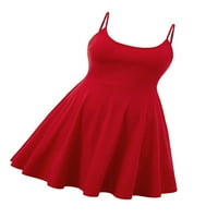 Ženske elegantne ravne crvene špagete kaiševe haljine bez rukava plus veličine