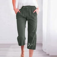 HESXUNO ženske hlače kapri, ljetno čišćenje obrezane hlače nacrtavanje elastičnih struka Sportske casual