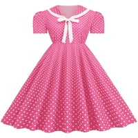 Julcc Womens Retro 1950-ih Polka Dot Line Swing haljina Vintage kratki rukav Sunderss