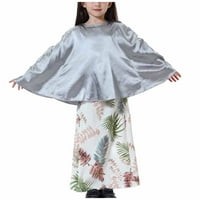 Muslimanska duga haljina srednje velike djevojke dugih rukava okrugli vrat Bologblock Top cvjetni ispisani casual set suknja