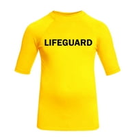Spasilački kratki rukav UV zaštitni muški majica za sunčanje - žuta crna - yxl 14