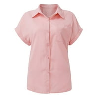 Majice kratkih rukava za žene s gumbom za žene dolje Business casual bluza Labavi fit vrhovi