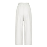 CacommAmrk PI Ženske hlače čišćenje Ženske udobne opuštene kopačke hlače Solid Bool Dukseri Yoga Hlače Bijelo