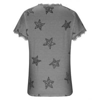 Ženske košulje Majice za žene Ženski ljetni V-izrez Casual Comfort Comfort Star Print Sexy Čipka Atmosfera