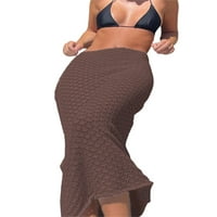 Ženska crochet plaža Poklopac suknje visoki struk izdubljeni iz duge maxi suknje