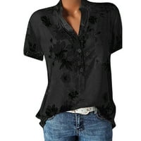 Bluze za žene Ležerne prilike ispisane V-izrez kratkih rukava s kratkim rukavima Pulover labava bluza TOPS XL