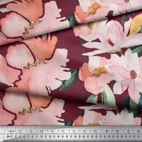 Soimoi ljubičasta pamučna vola od lišća tkanina i magnolije cvjetne tkanine otisci sa širokim dvorištem