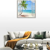 Plaža Zidna slika Slike zidni dekor 3D prozor Starfish Plavo more Obalni PainingNorina Zidni dekor Ocean Painting Tropicalni zidni dekor uokviren za kupaonicu Dnevna soba Spavaća soba