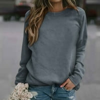 APEPAL ženski povremeni modni cvjetni print dugih rukava O-izrez Torp bluza tamno siva 2xl