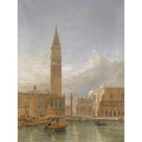 Edward Angelo Goodall Crni moderni uokvireni muzej umjetnička ispisa pod nazivom - Piazzetta San Marco, Venecija