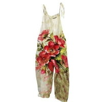 Jumpsuits za žene ljetni boho bib kombinezon casual labav cvjetni ispis široki nogavi zbir slatki plaža