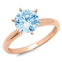 1.0ct okrugli rez plavi simulirani dijamant 18k ružičasti ružičasto zlato graviranje godišnjice Angažovanje