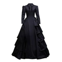 Hvyesh Vintage Damsel Gothic haljina za dame, ženska rukava snimljena srednjovjekovna renesansa duga haljina retro crna viktorijanska cosplay mamurska haljina